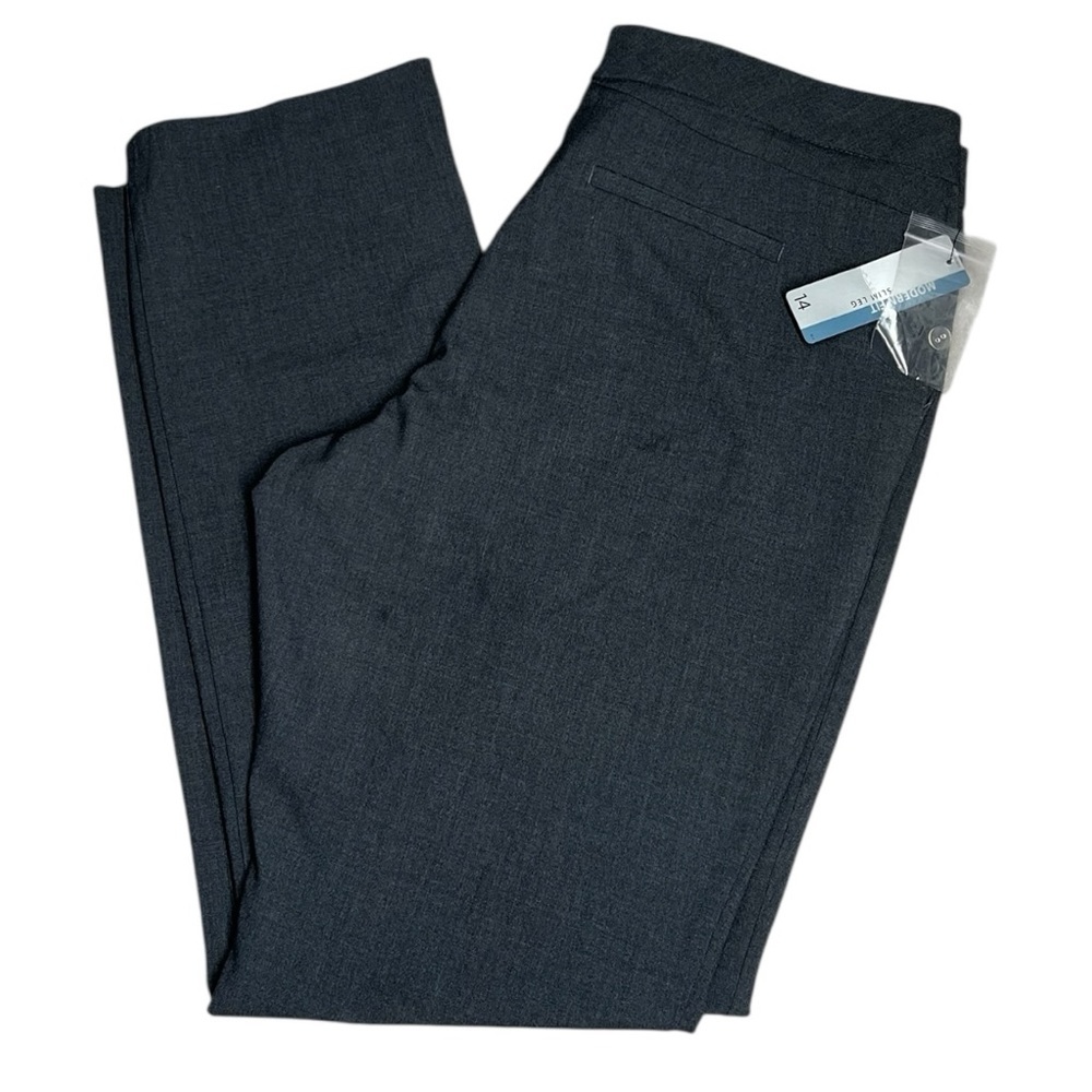 Worthington Slate Gray Office Wear Modern Fit Trousers Business Casual Size 14